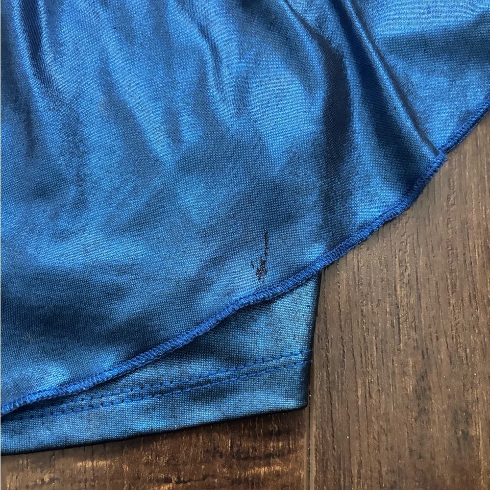 Revamped Blue Satin Ruffle Top - Picture 5 of 11